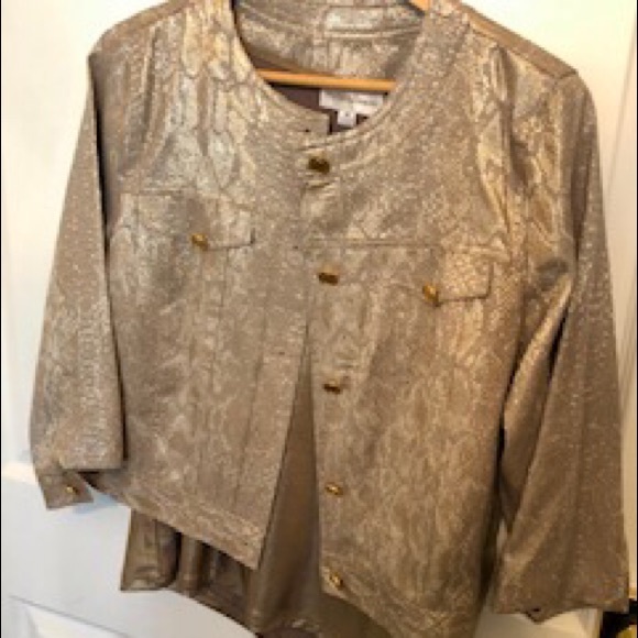 Jacket and shell. Shimmery gold. Size medium. 3/4 length sleeve on jacket. EUC. - Picture 1 of 7